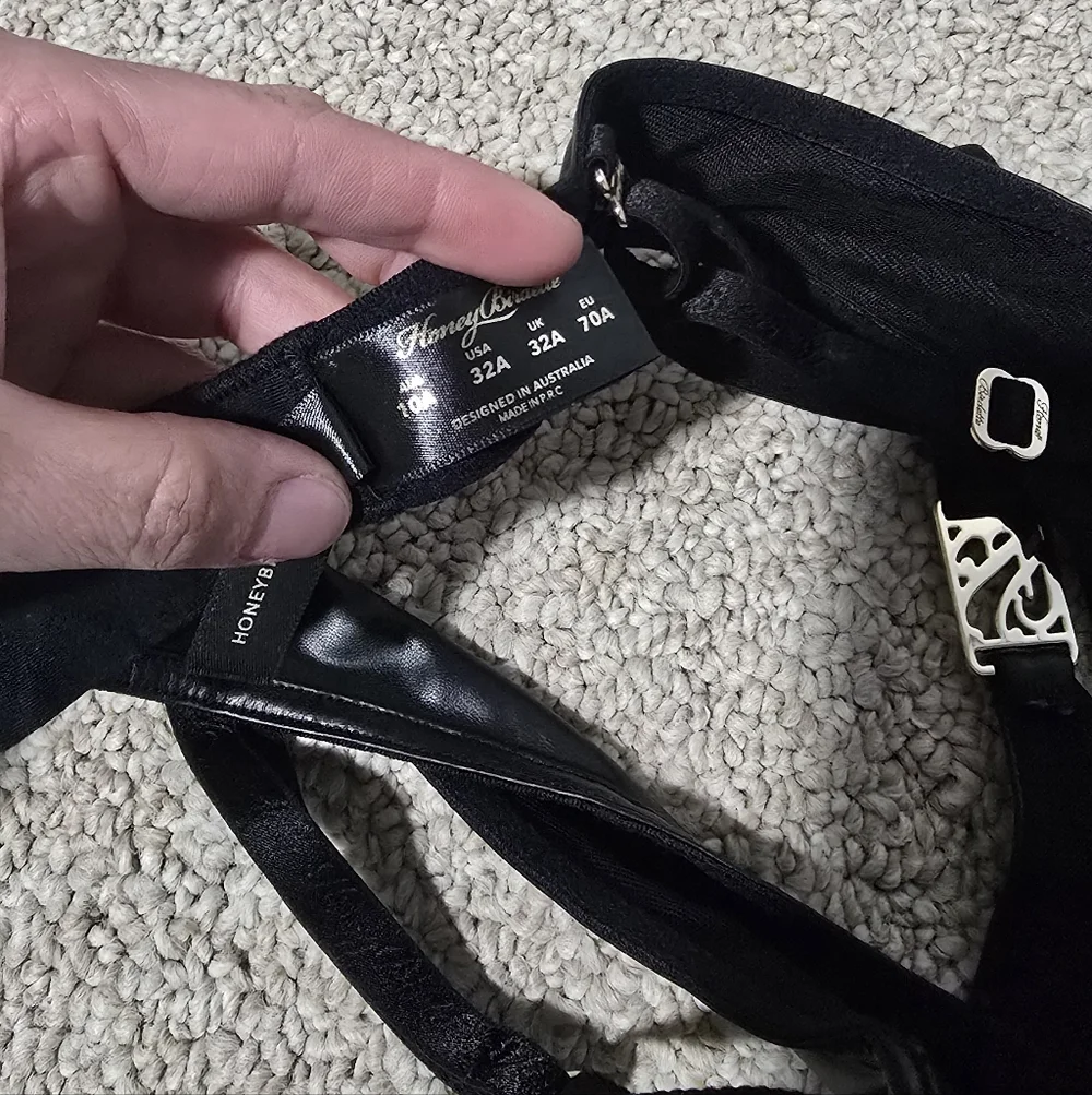 Honey Birdette Nero 32A And XS Thong Bottom Faux Leather - Picture 5 of 8